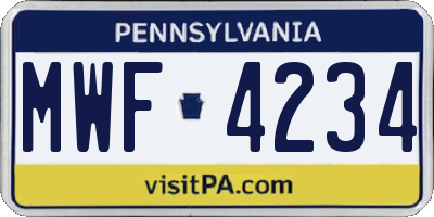 PA license plate MWF4234