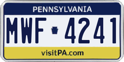 PA license plate MWF4241
