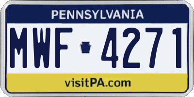 PA license plate MWF4271