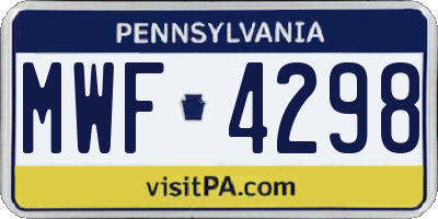 PA license plate MWF4298