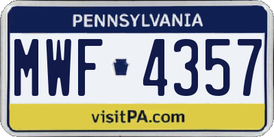 PA license plate MWF4357