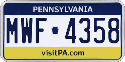 PA license plate MWF4358
