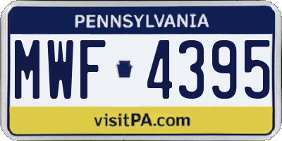 PA license plate MWF4395