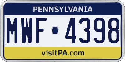 PA license plate MWF4398