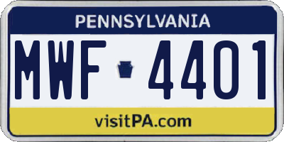 PA license plate MWF4401