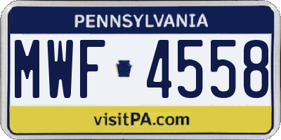PA license plate MWF4558