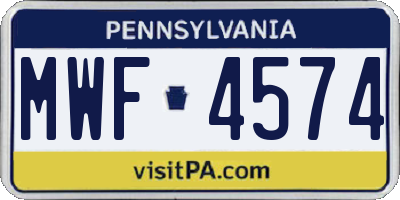 PA license plate MWF4574
