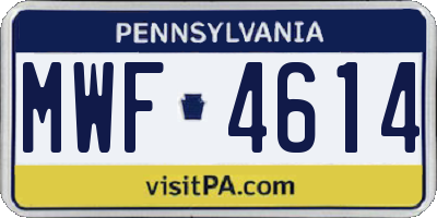 PA license plate MWF4614