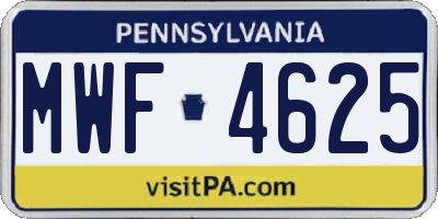 PA license plate MWF4625