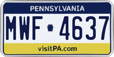 PA license plate MWF4637