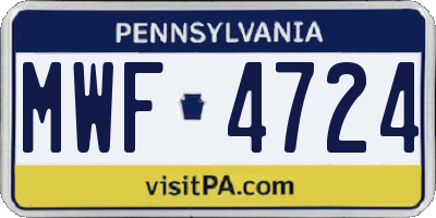 PA license plate MWF4724