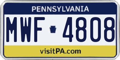 PA license plate MWF4808