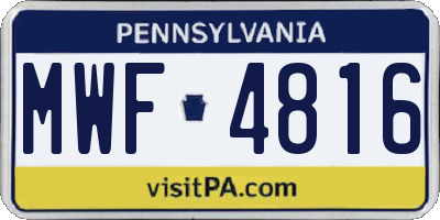 PA license plate MWF4816