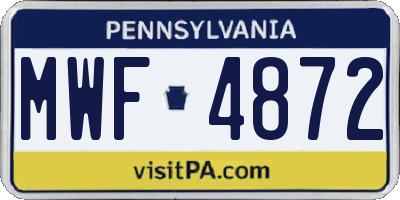 PA license plate MWF4872