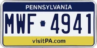 PA license plate MWF4941