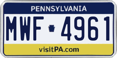 PA license plate MWF4961