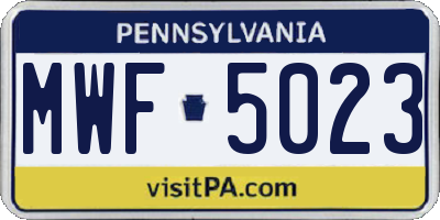 PA license plate MWF5023