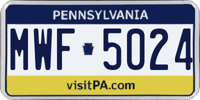 PA license plate MWF5024
