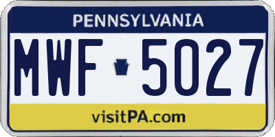 PA license plate MWF5027