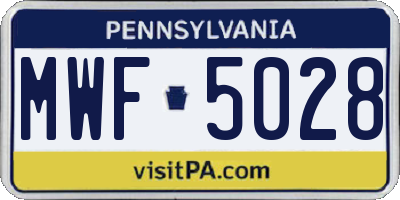 PA license plate MWF5028