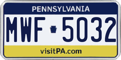 PA license plate MWF5032