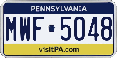 PA license plate MWF5048