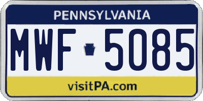 PA license plate MWF5085