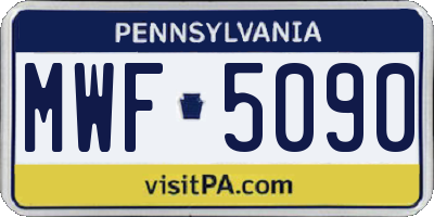 PA license plate MWF5090