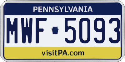 PA license plate MWF5093
