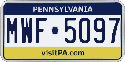 PA license plate MWF5097