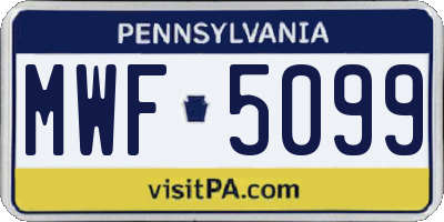PA license plate MWF5099