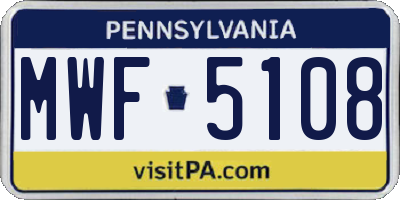 PA license plate MWF5108