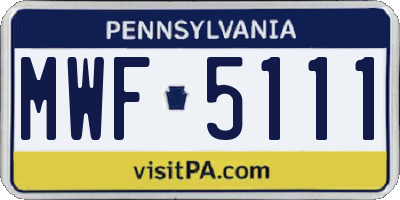 PA license plate MWF5111