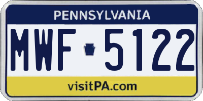 PA license plate MWF5122
