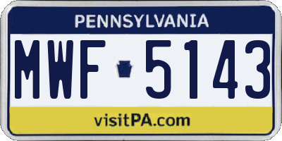 PA license plate MWF5143