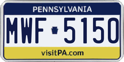 PA license plate MWF5150