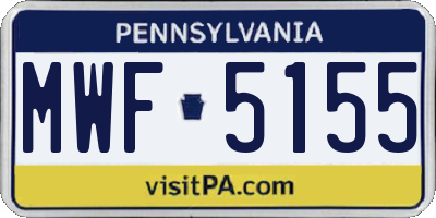 PA license plate MWF5155