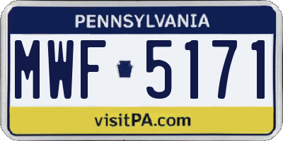 PA license plate MWF5171