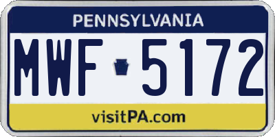 PA license plate MWF5172