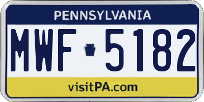 PA license plate MWF5182