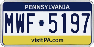 PA license plate MWF5197