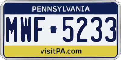 PA license plate MWF5233