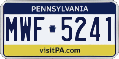 PA license plate MWF5241