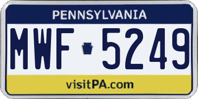 PA license plate MWF5249