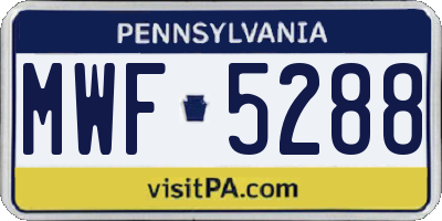 PA license plate MWF5288