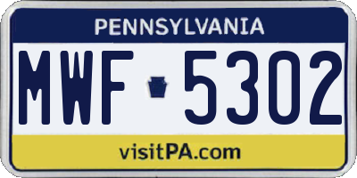 PA license plate MWF5302