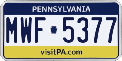 PA license plate MWF5377
