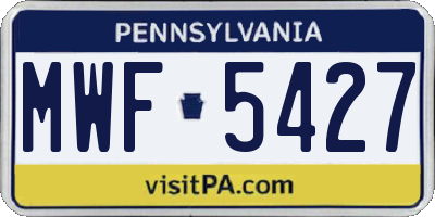 PA license plate MWF5427