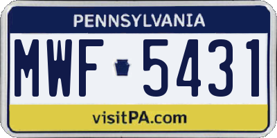 PA license plate MWF5431