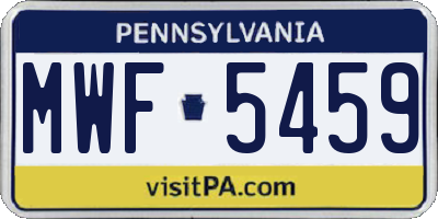 PA license plate MWF5459